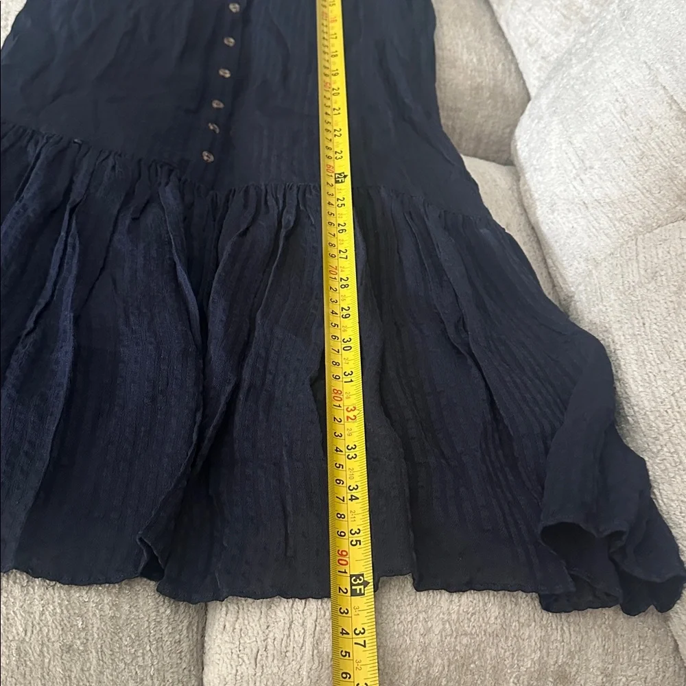 WITCHERY Stripe Pintuck Dress Navy Drop Shoulder, Waist Dress Button Front Sz 8 - Picture 14 of 15